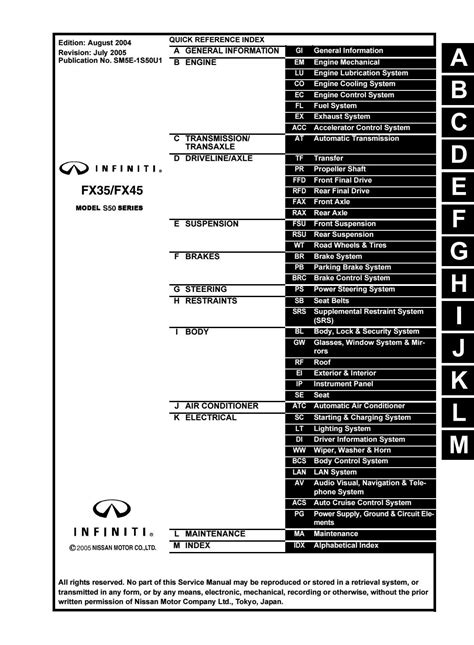 2005 Infiniti maintenance guide